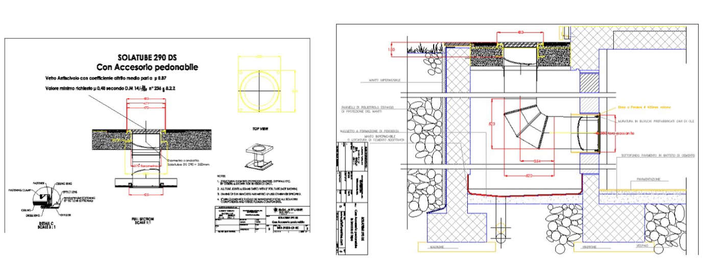 disegno solatube accessorio pedonabile bocca di lupo