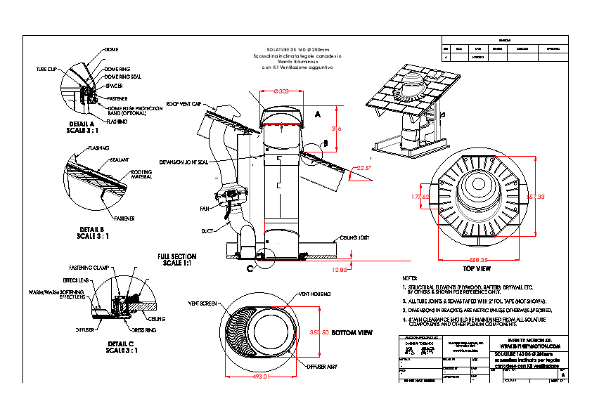 5 Solatube DS 160   250mmm Copertura Inclinata Tegola Canadese Kit Ventilazione Aggiuntivo Model
