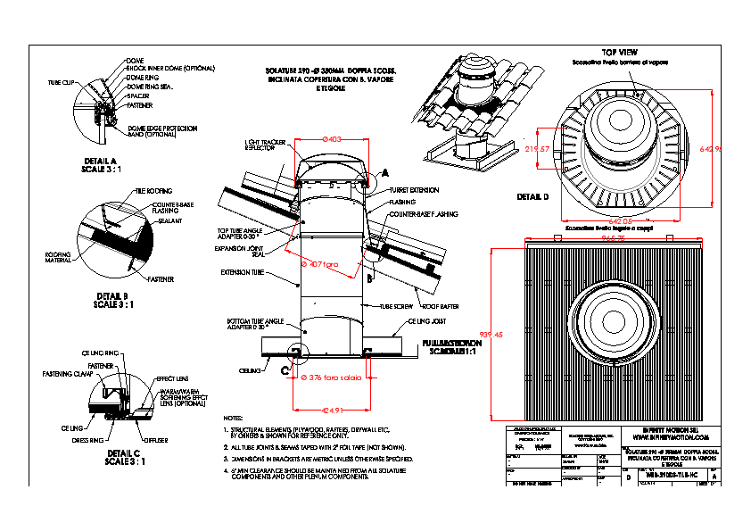 2 Solatube DS 290 Ø 350mm Copertura Inclinata In Tegole O Coppi Doppia Scossalina Universale Inclin